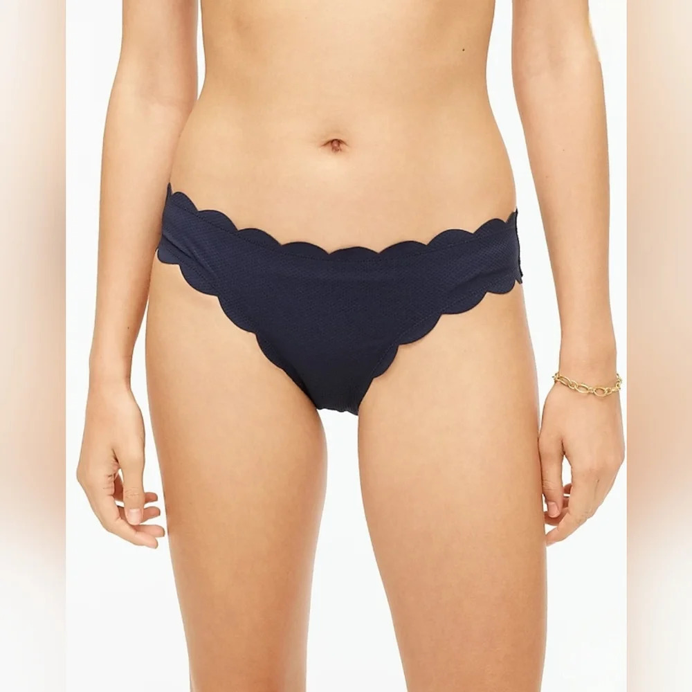 J. Crew Scallop Piqué Surf Hipster Bikini Bottom - Picture 2 of 6